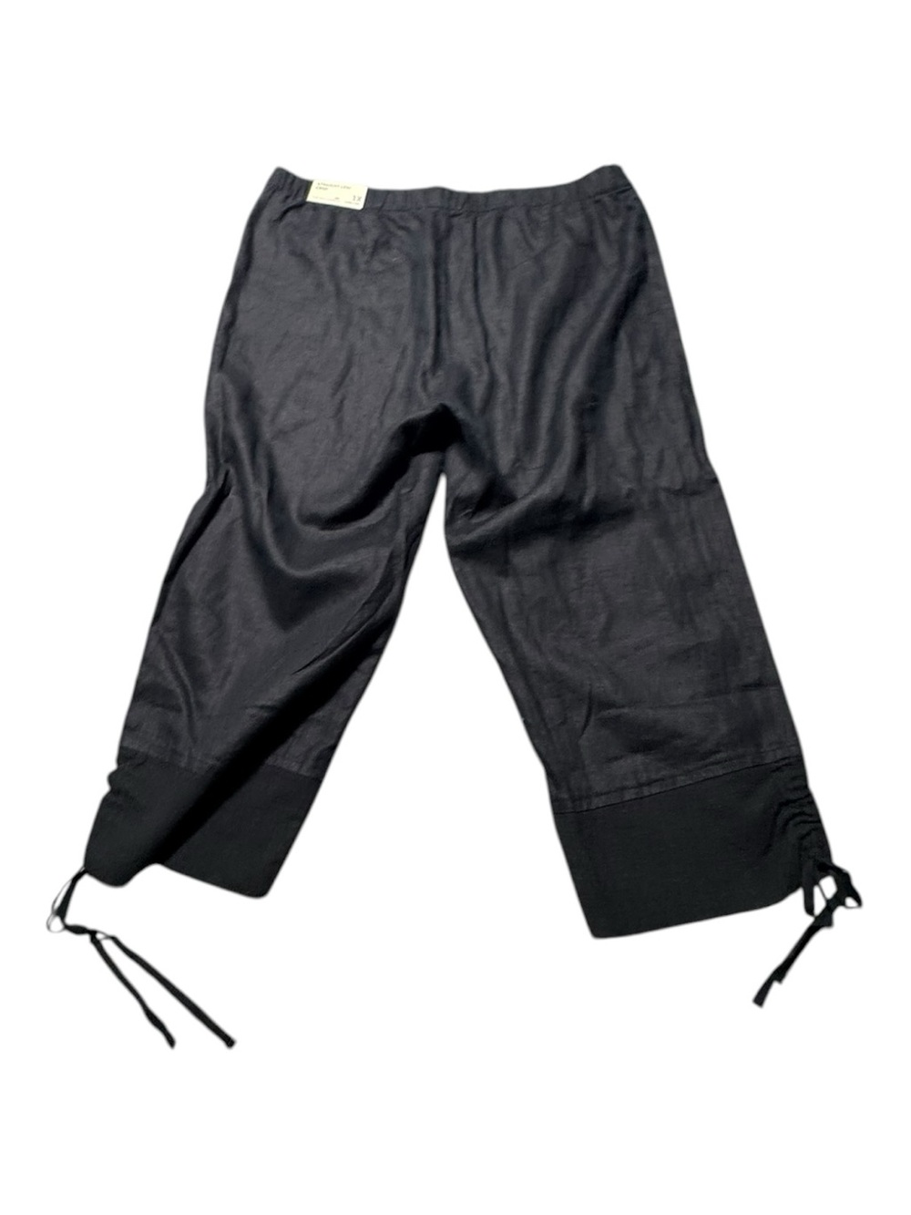 NWT Soft Surroundings Women’s 1X Linen Black Cropped Wide-Leg Pants Drawstring - Picture 8 of 12